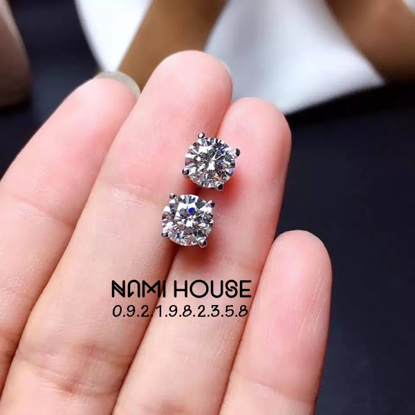 Bông tai nụ đá 4 chấu đế vuông bằng loại hàng cao cấp sáng lấp lánh style hàn quốc - namimi house