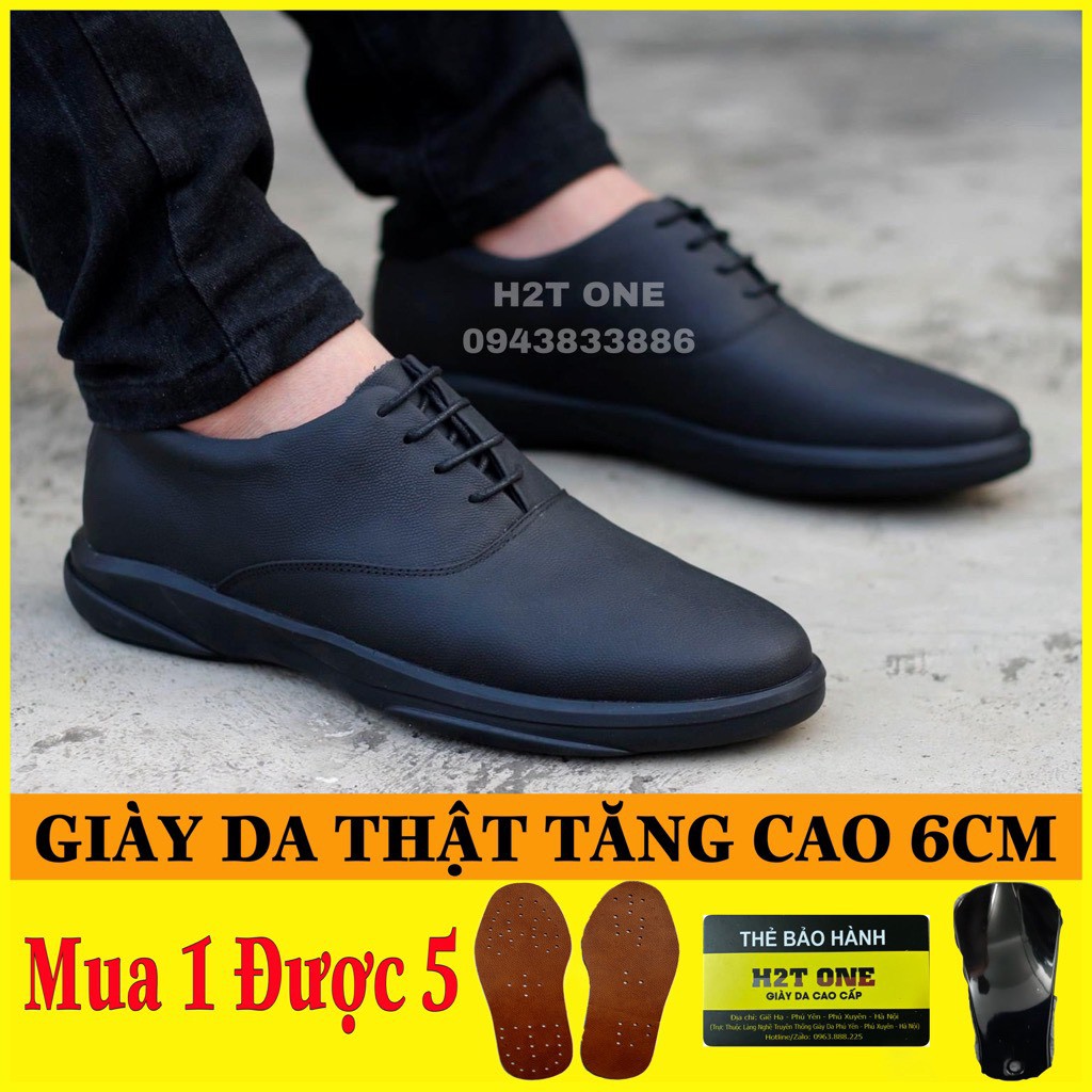 Giày da nam tăng chiều cao 6cm chất liệu da bò cao cấp phong cách trẻ trung lịch sự HT229