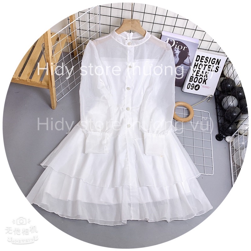 Váy trắng tiểu thư dài thu đông