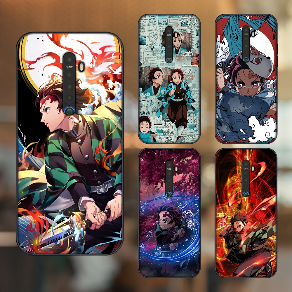 Ốp lưng Oppo Reno 2 viền đen in hình Tanjiro Kimetsu No Yaiba