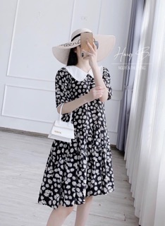 Váy bầu lụa hoa cúc siêu xinh.