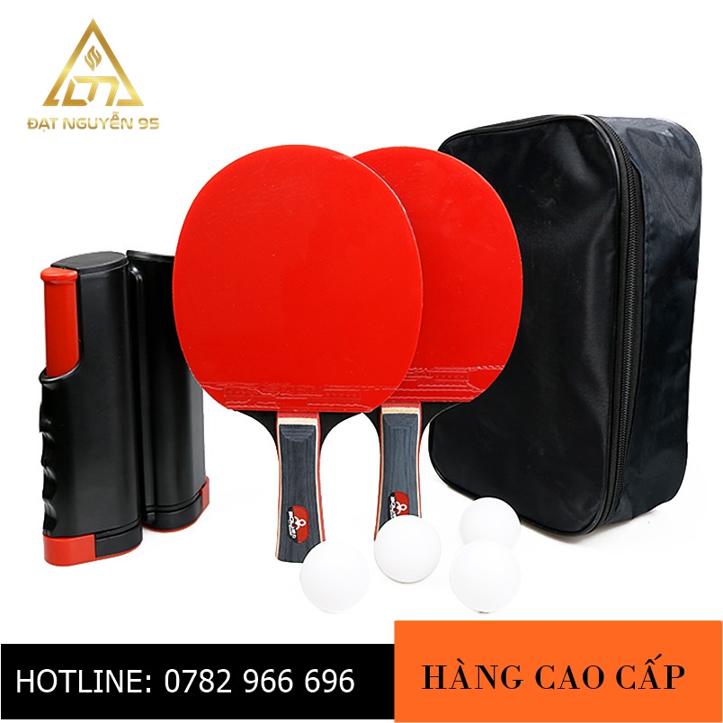COMBO vợt bóng bàn tặng kèm 2 bóng, Lưới cốt vợt 7 lớpmặt mút đàn hồi, chất lượng đạt chuẩn Châu Âu