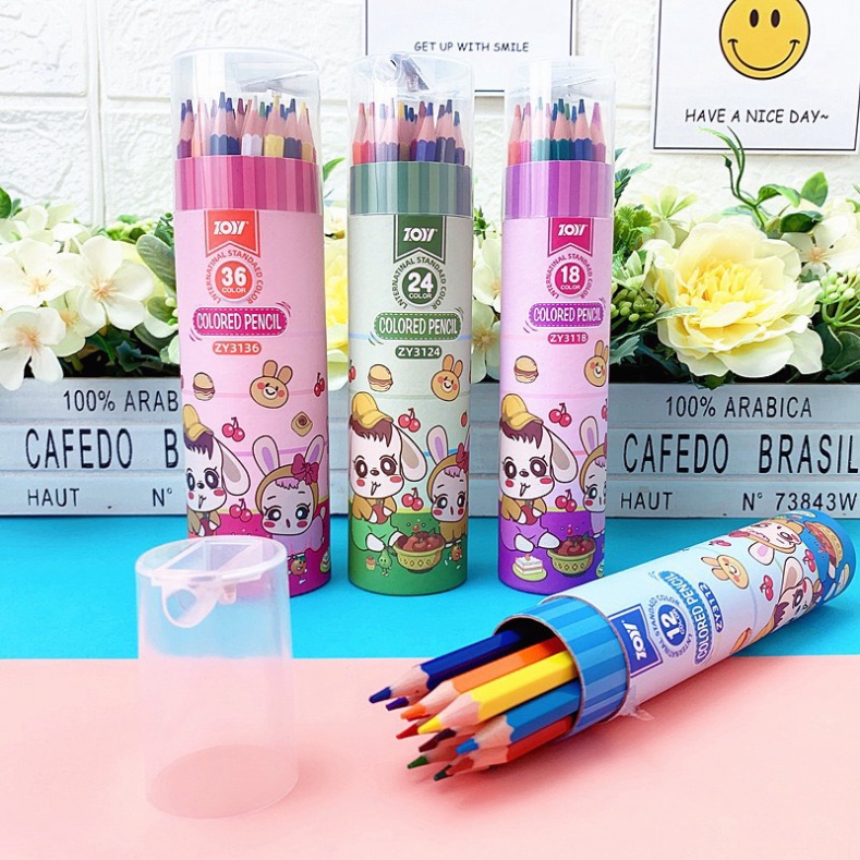 Bút chì màu tô chuyên nghiệp, bút chì màu dạng cốc chất lượng cao kèm gọt bút chì