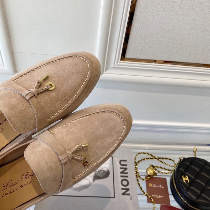 Giày lười da cho nữ thương hiệu Loro Piana da thật cao cấp bản da lộn