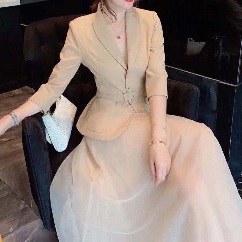 Áo vest blazer kèm belt tặng chân váy siêu xinh, set blazer cận chất mới nhất