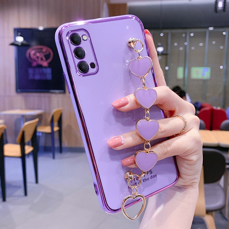 Ốp Điện Thoại Kết Cấu Sang Trọng Có Vòng Tay Trái Tim Cho OPPO Reno 4 pro reno4