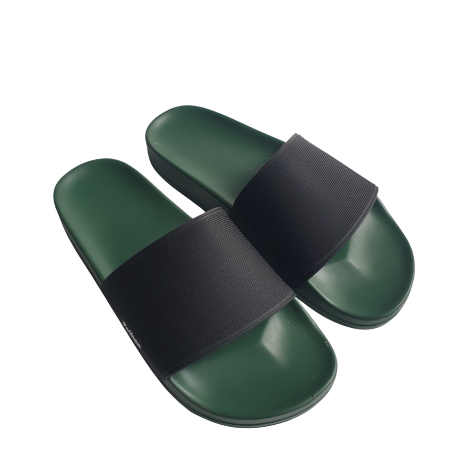 Dép nam nữ quai ngang slipper Pathon quai PVC và đế PU xanh quai đen Mẫu SD63