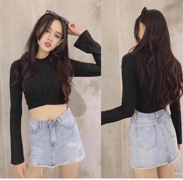 Áo crop tay dài