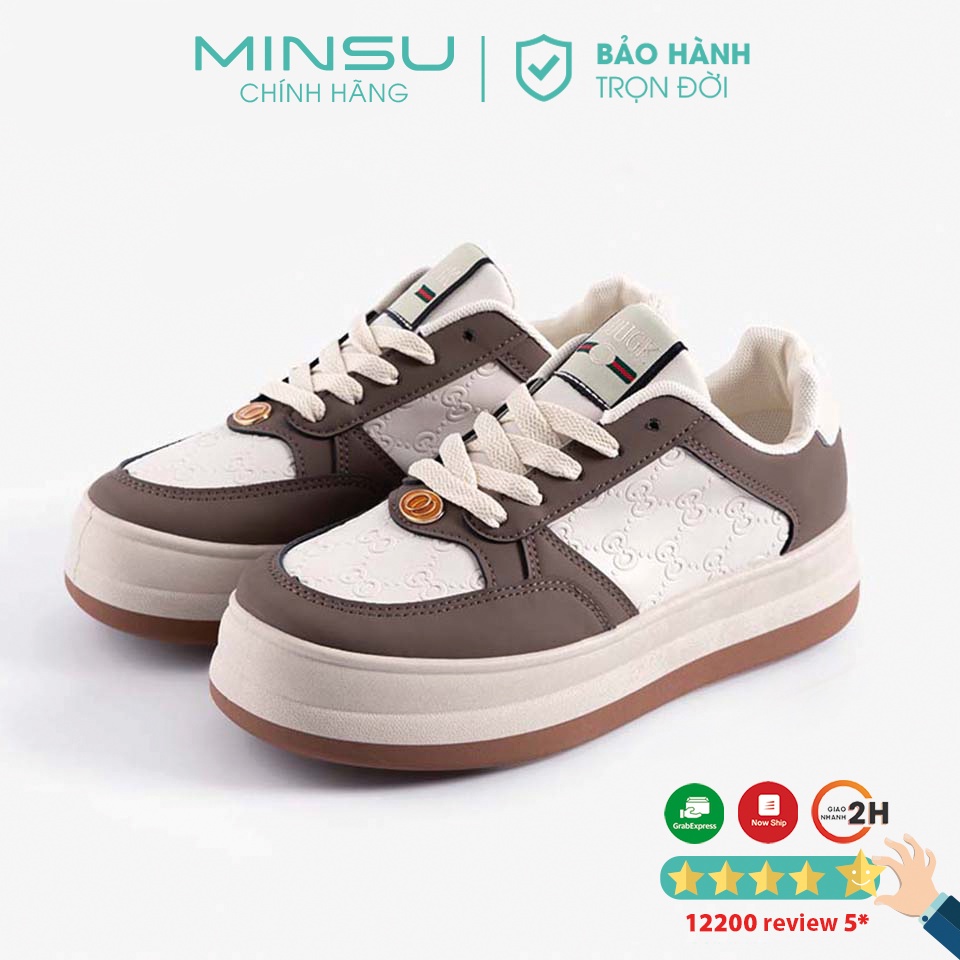 Giày Thể Thao Sneaker Nữ Bánh Mì MINSU M3612 Style Hàn Quốc Độn Đế 5cm Cực Đẹp Khi Đi Chơi, Học