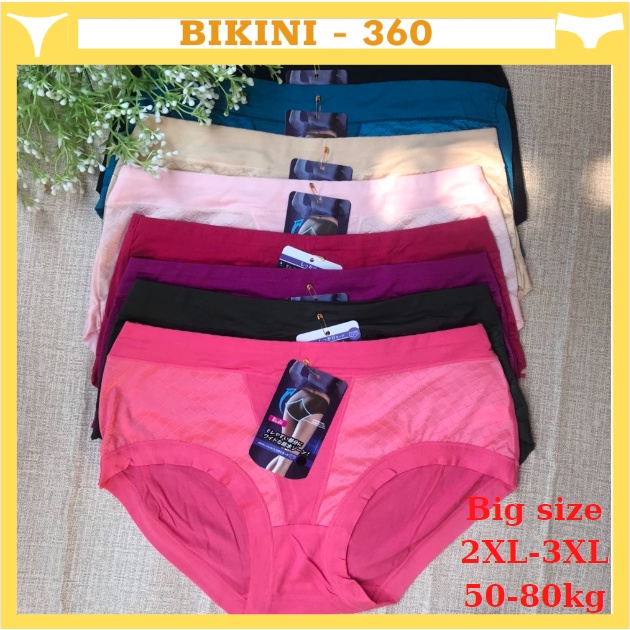 Quần lót nữ xuất Nhật (Q827) cotton thun lạnh chất đẹp cao cấp lưng cạp cao 60kg 70kg 80kg ; bikini
