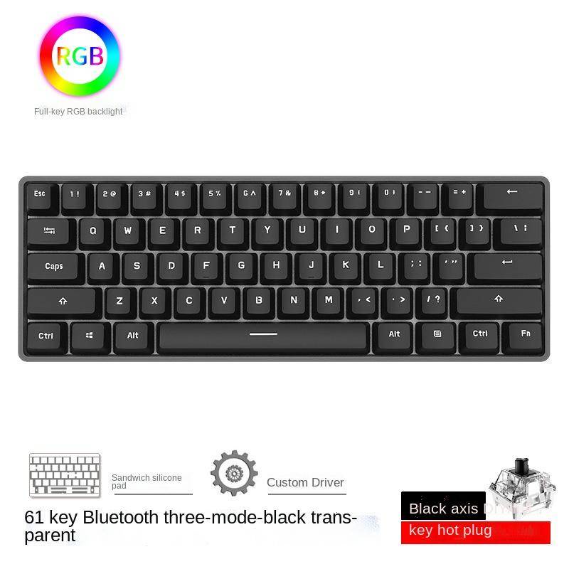 MK61 Mechanical keyboard Bàn phím cơ 61 phím RGB Bluetooth 2.4g ba chế độ có dây mới 2021 60%