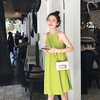 Đầm hai dây nữ amfu quả bơ cực xịn, chất lụa mềm cho các nàng dạo phố siêu xinh