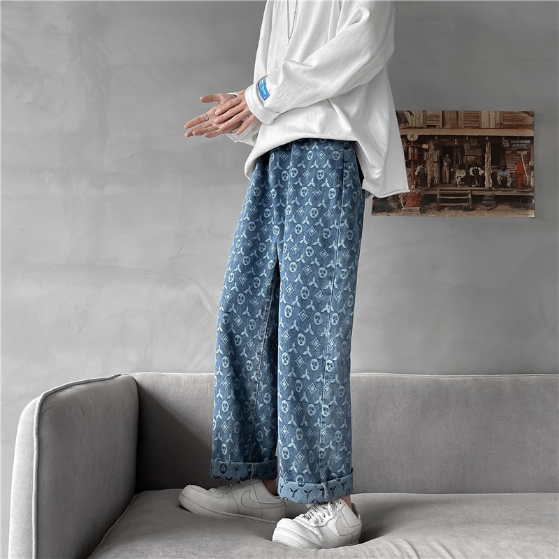 Quần Jean LV nam,nữ Ống suông, rộng In Họa Tiết_DH Style Hàn Quốc Q5 | BigBuy360 - bigbuy360.vn