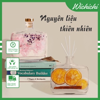 Tinh dầu thơm phòng WICHICHI chai ngang, nước hoa để phòng thơm mát có que gỗ khuếch tán tinh dầu