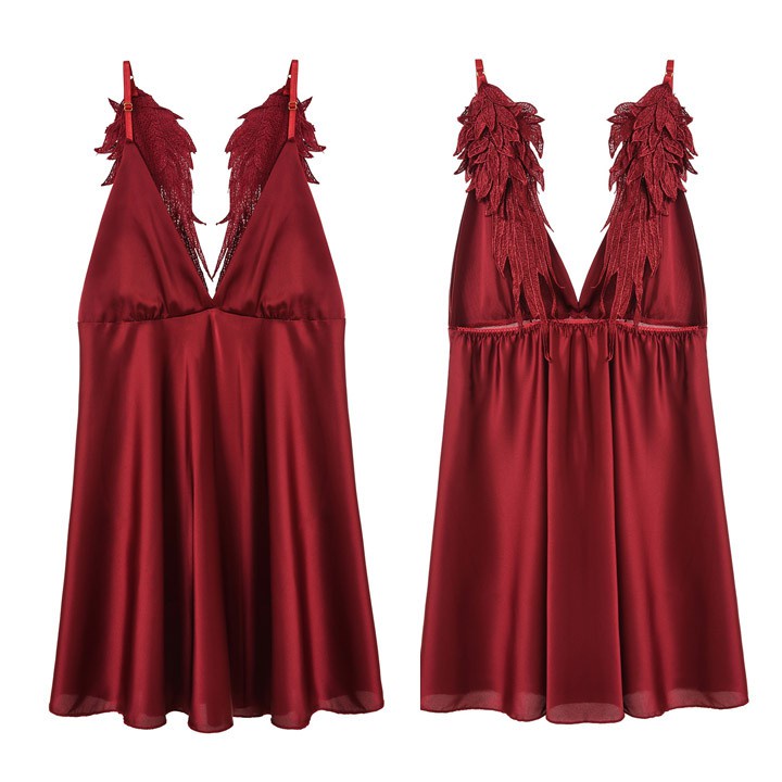 ঔৣ Váy ngủ sexy hai dây lụa satin cao cấp kiểu đầm ngủ đôi cánh gợi cảm siêu hot ঔৣ ,