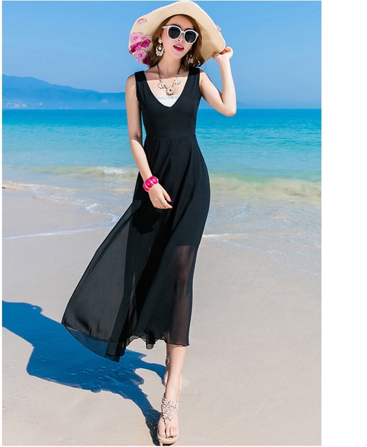 Đầm maxi cao cấp chiffon thắt dây eo điệu đà size S M,L,XL