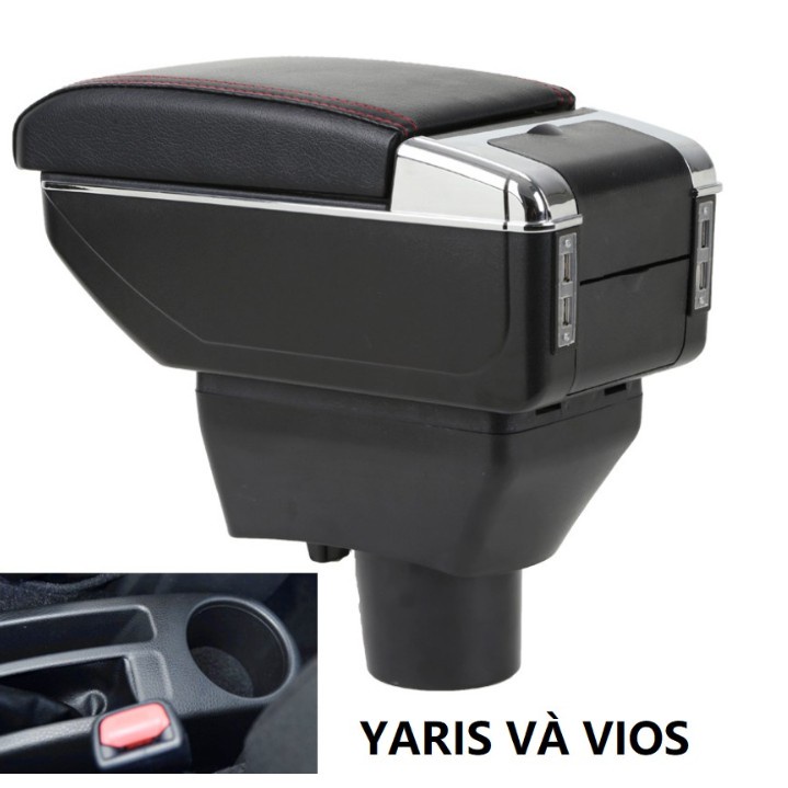 Hộp tỳ tay ô tô dành cho xe Toyota Vios và Yaris, tích hợp 7 cổng USB