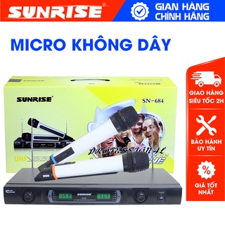 Micro không dây hộp sóng chính hãng Sunrise SN-684 sử dụng sóng UHF, Mic karaoke chất lượng cao chống hú chống nhiễu tốt