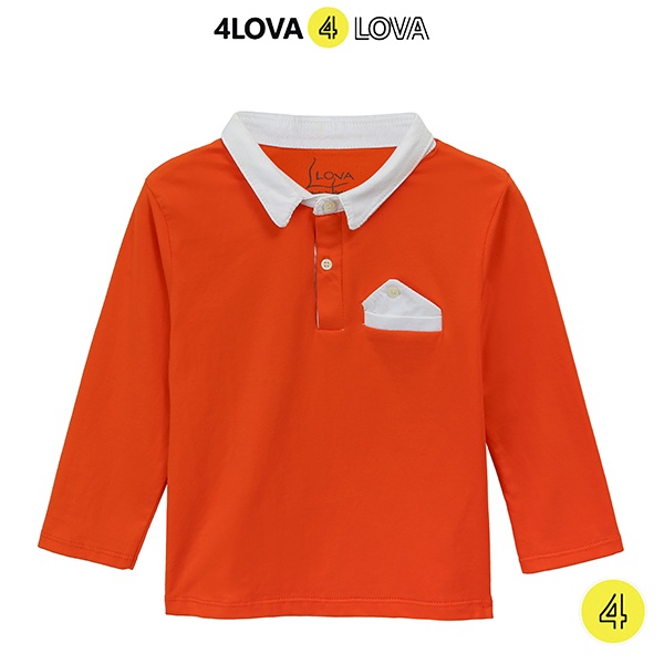 Áo polo dài tay cổ đức bé trai 4LOVA chất thun cotton co giãn mềm mại