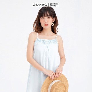 Đầm suông nữ 2 dây xếp ly GUMAC DB676