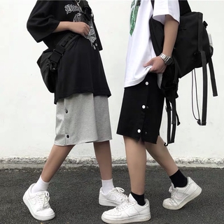 Quần short thun form rộng phối nút bấm 2 bên