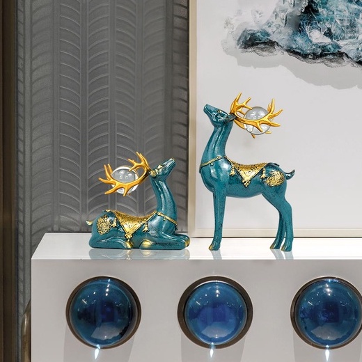 Tượng Cặp Hươu phong thuỷ, Tượng decor phòng phong cách bắc âu