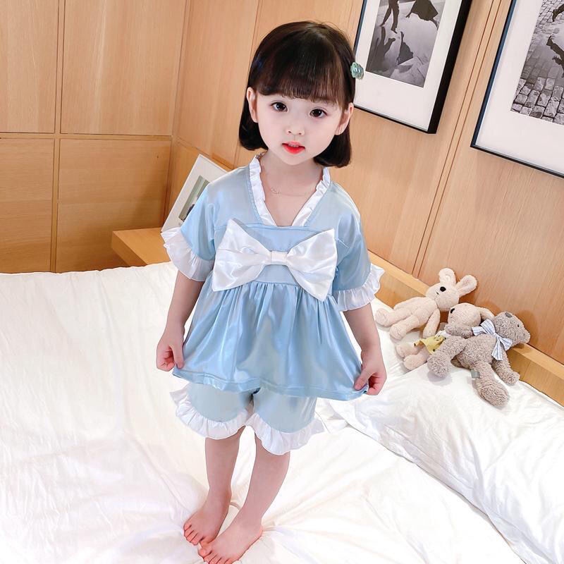 Bộ Đồ Ngủ Bằng Lụa Mát Mỏng Thời Trang Dễ Thương Dành Cho Bé Gái