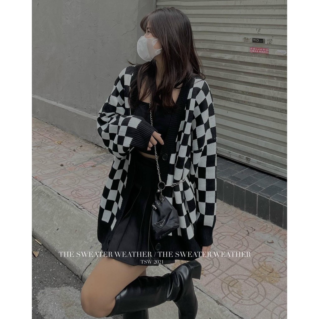 [RẺ VÔ ĐỊCH] Áo Cardigan Nữ Dài Tay Kẻ Caro - Áo Khoác Ngoài Dài Tay Kẻ Caro Oversize Đơn Giản Dễ Phối Đồ