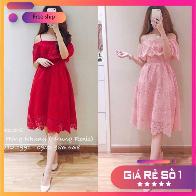 đầm đỏ ren công chúa. đầm hồng ren hàng ren loại 1 đi tiệc đi chơi đều rất tuyệt