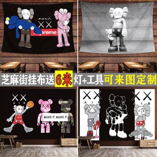 Thảm treo tường trang trí in họa tiết Sesame Street Kaws hoạt hình ấn tượng