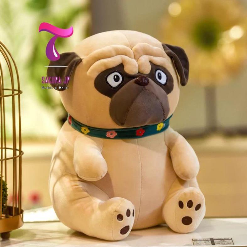 Chó Bông Pug Mặt Xệ Dễ Thương SIZE TO  Cho Pug Mặt Ngáo Ngơ Cute  Thú Nhồi Bông Nhập Khẩu Sakura JP