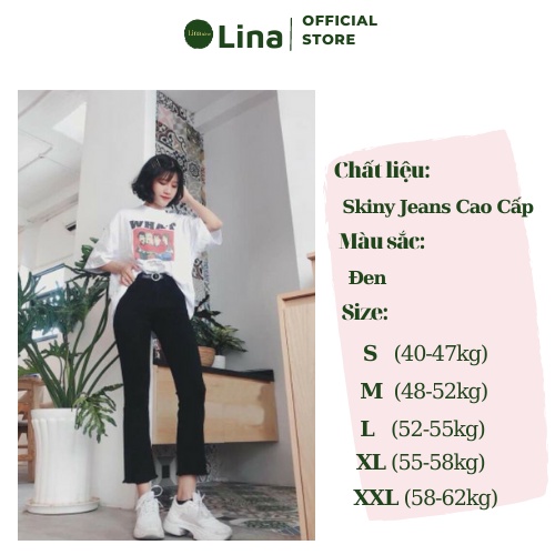 Quần Jean Ống Loe Lưng Cao Màu Đen Trơn Vải Jean Giấy Co Giãn Hàn Quốc LINASTORE 014