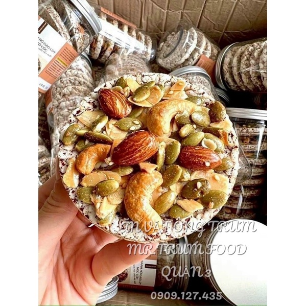 Bánh gạo lứt mix hạt nướng mật ong MR.TRUMfood ăn kiêng không đường dành cho người bị tiểu đường bà bầu ăn vặt giảm cân