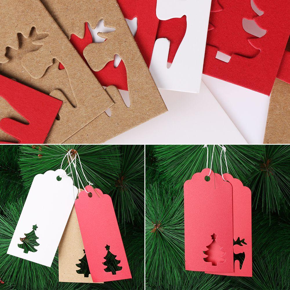 HECCEH Set 50 Miếng Dán Trang Trí Túi Kẹo Hình Ông Già Noel &amp; Ngôi Sao Bằng Giấy Kraft DIY Mới