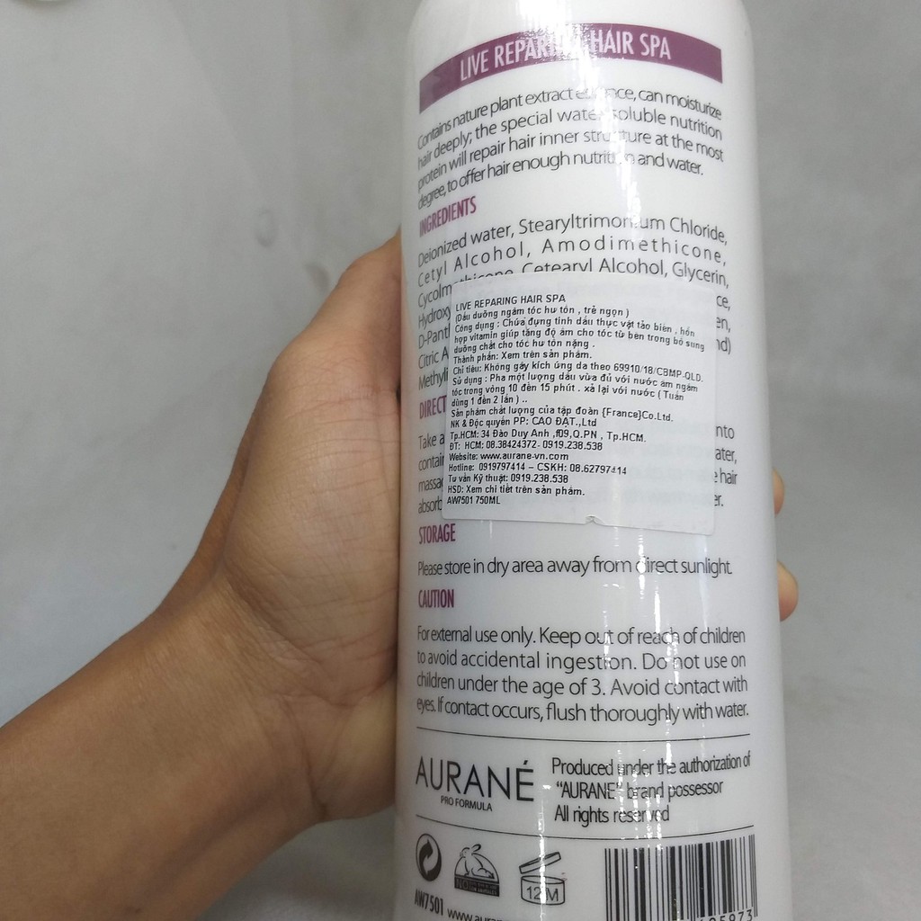 Hair SPA Phục Hồi Tóc Hư Tổn AURANE 750ML Pháp