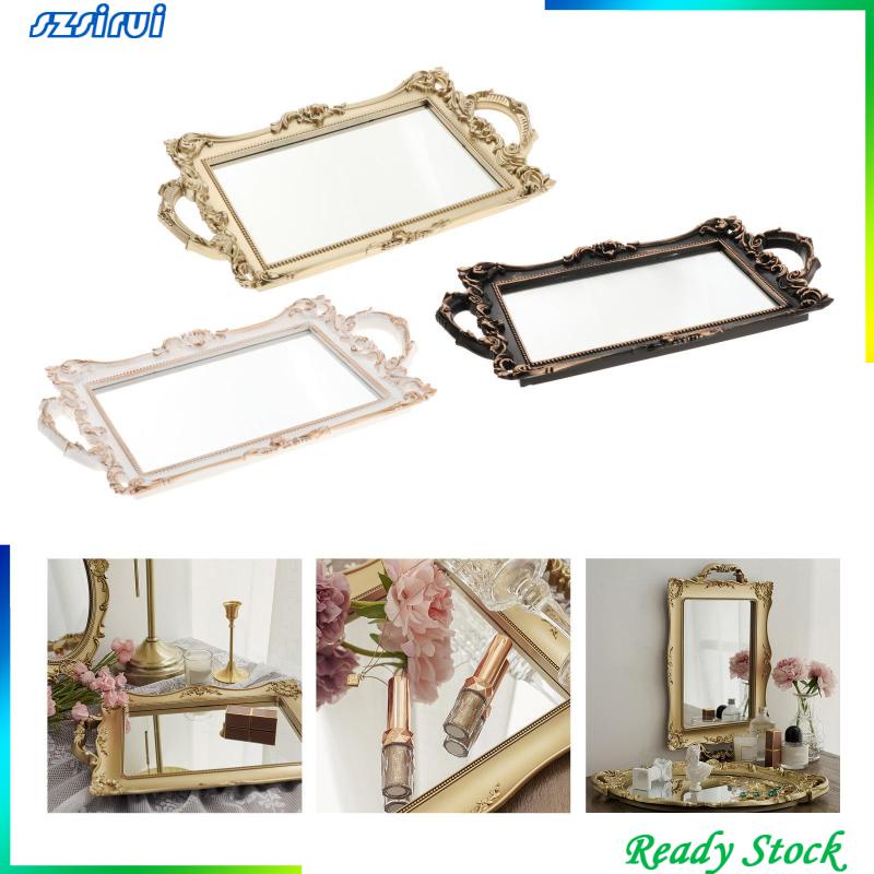 [szsirui] Khay Đựng Nước Hoa Tráng Gương Trang Sức Màu Trắng Cổ Điển