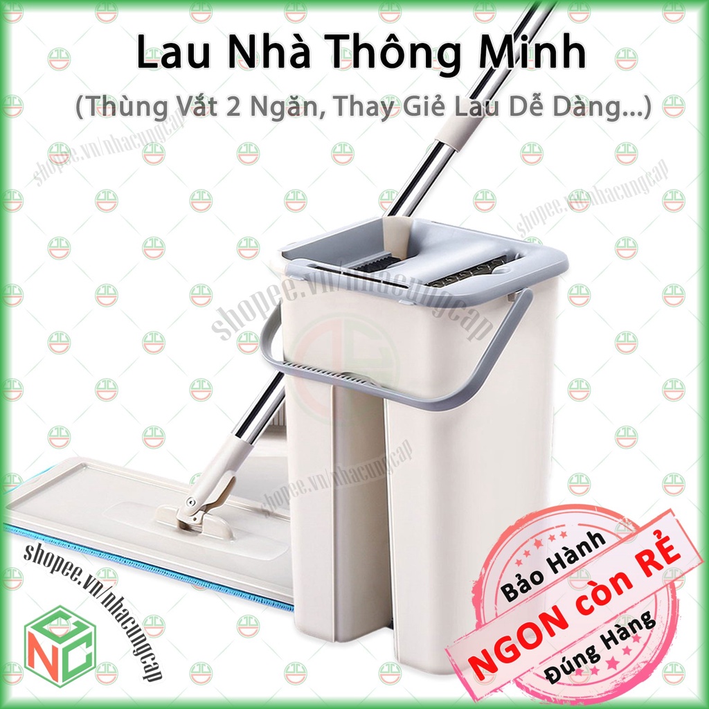 [KhoNCC] Bộ Cây Lau Nhà Thông Minh Kèm Thùng Vắt 2 Ngăn - Ngôi Nhà Sạch Sẽ Hơn - NLVQ-2975-BCLN (Ngẫu nhiên màu)