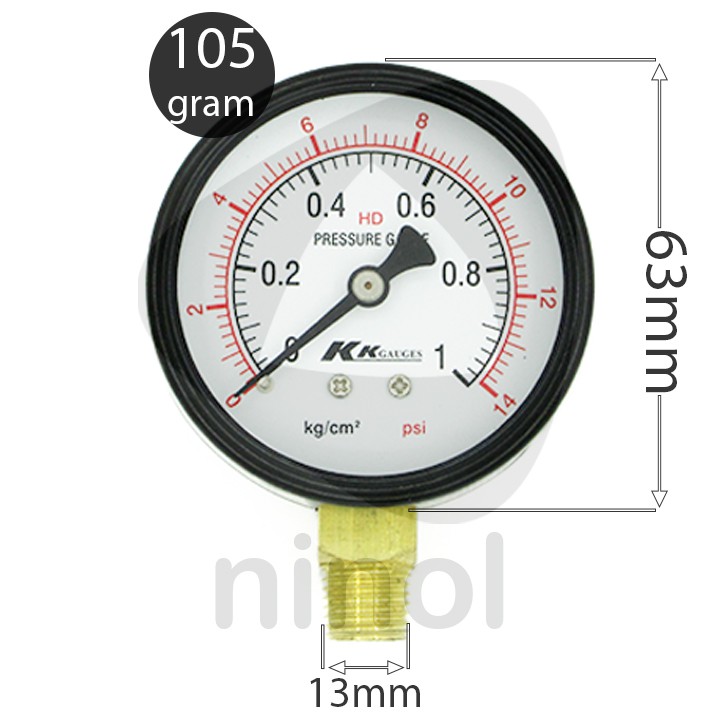 Đồng hồ đo áp suất hơi mặt 63 mm