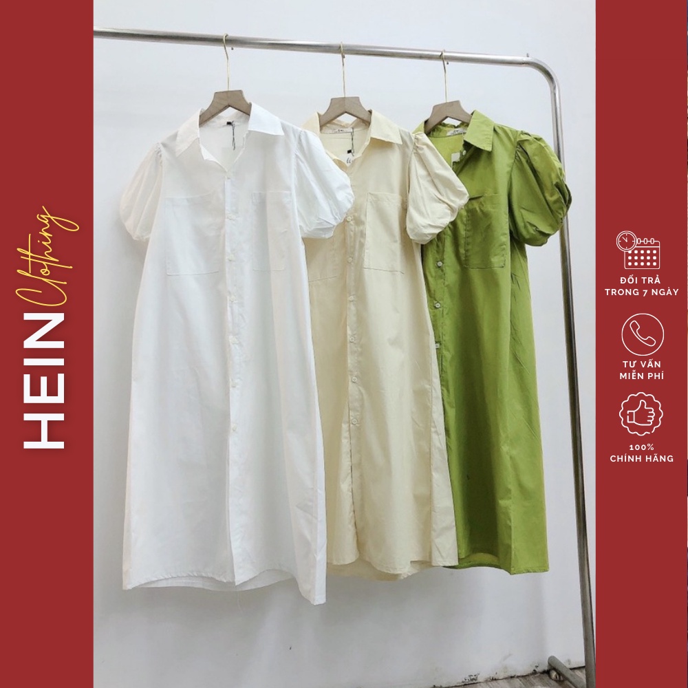 Váy Sơ Mi Dáng Suông Tay Cộc Vát Chất Thô Kiểu Váy Ulzzang Đầm Sơmi HOT HIT ms 079