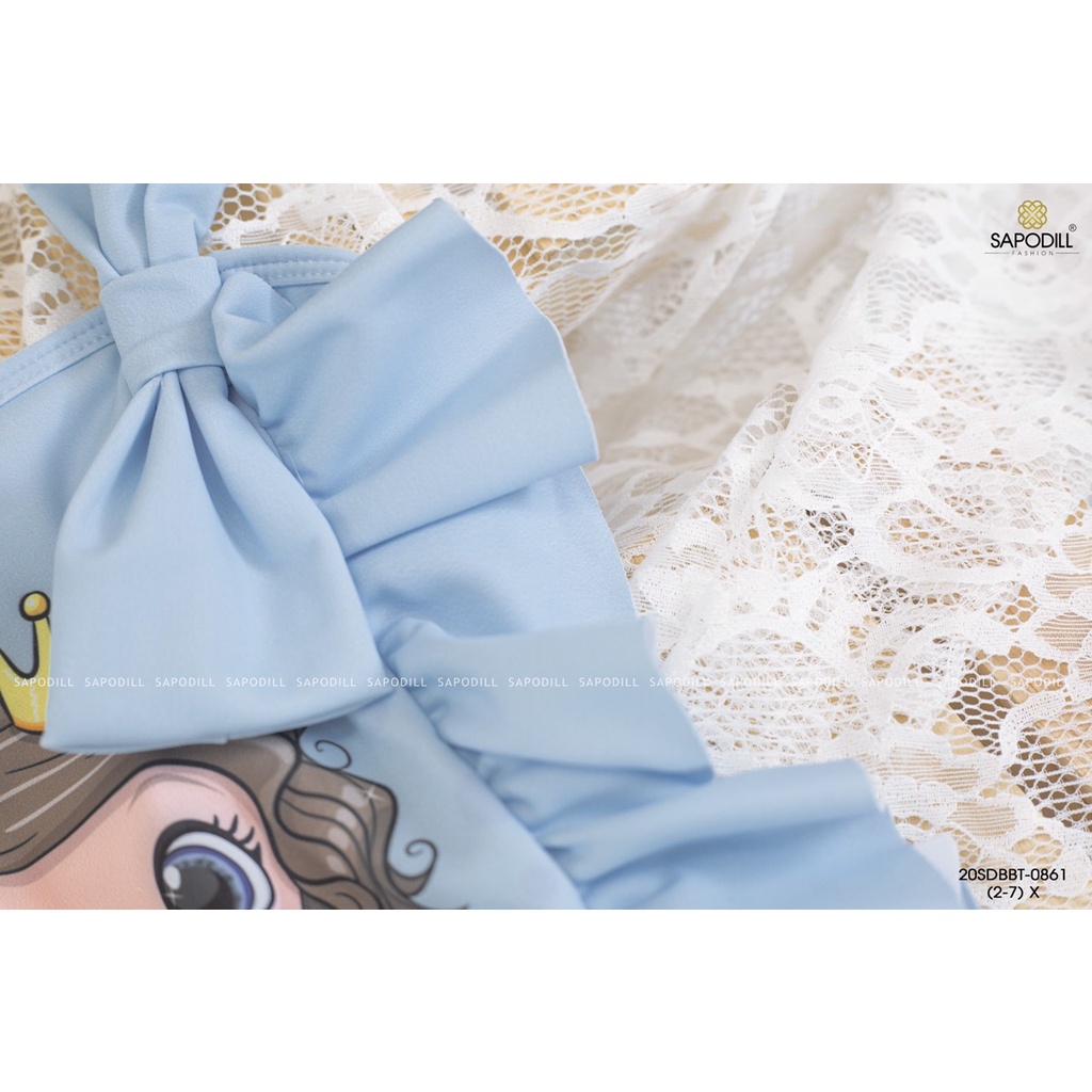 ĐỒ BƠI BIKINI BÉ GÁI ĐÍNH NƠ NGỰC IN CÔNG CHÚA 8-25KG