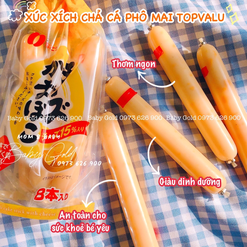 Xúc xích Phô Mai Cá Tuyết Đến Từ Nhật Bản Túi Lớn 8 cây Dành Cho Bé Từ 1 Tuổi 🥰