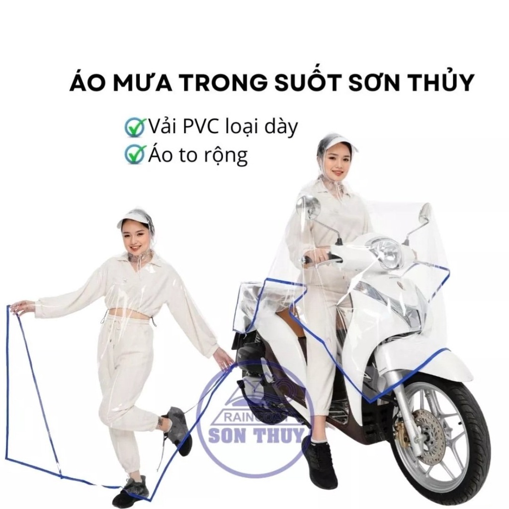 Áo mưa trong suốt Sơn Thủy, Áo mưa 1 đầu/2 đầu trong suốt, Áo mưa vi sinh