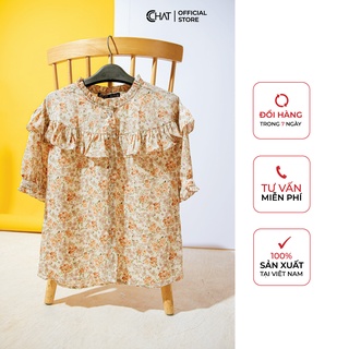 Áo sơ mi bèo cổ, ngực tay cchat