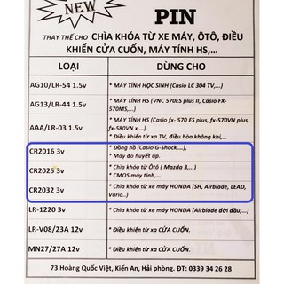 PANASONIC pin Lithium CR2016/2025/2032