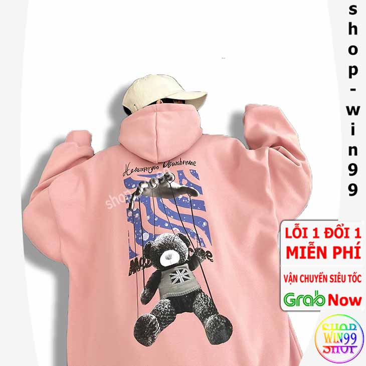 Áo khoác nỉ có mũ 2 lớp BÀN TAY GẤU - HOODIE chui form rộng nam nữ unisex