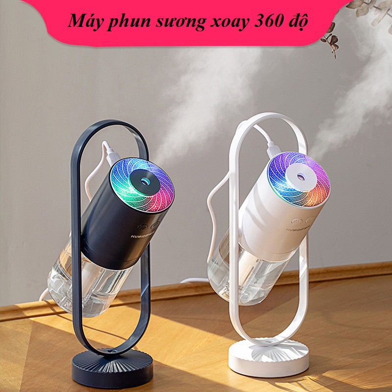 Máy phun sương-máy xông tinh dầu Thái Lan xoay 360 độ, đèn Led 7 màu dùng thay đèn ngủ