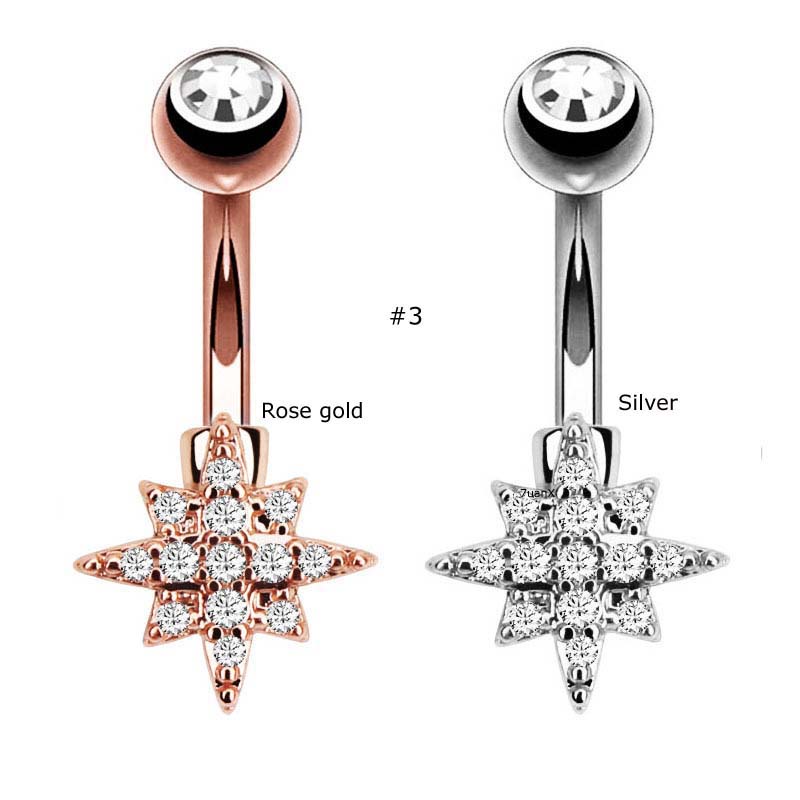 Khuyên rốn bằng thép không gỉ cá tính hợp thời trang 14 gauge