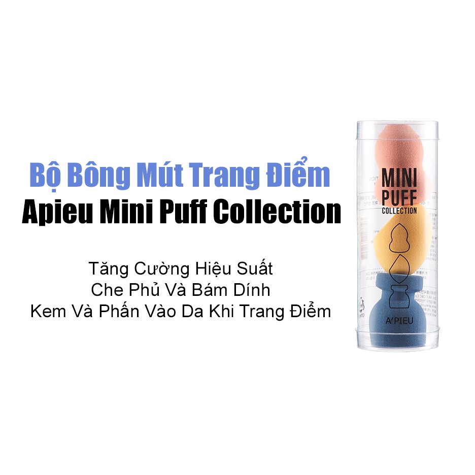 Bộ 3 Bông Tán Kem Apieu Mini Puff Collection