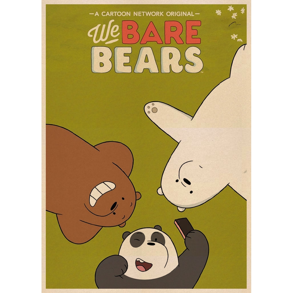 Poster giấy kraft trang trí tường hình We Bare Bears