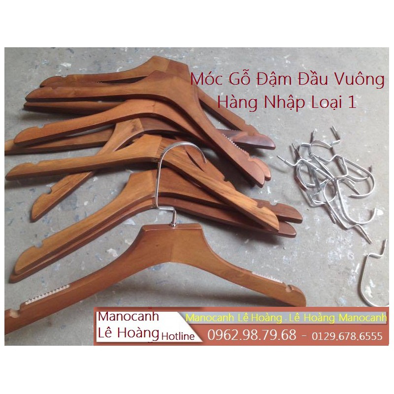 Móc Gỗ 10 Chiếc Đầu Vuông Nâu Đậm  GIÁ SỈ